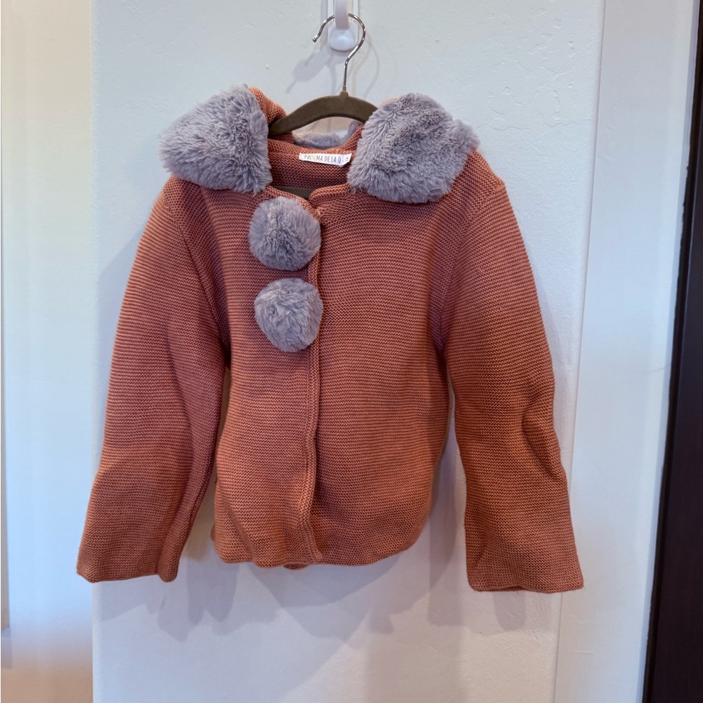 Charming Kids' Jacket with Gray Fur Accents